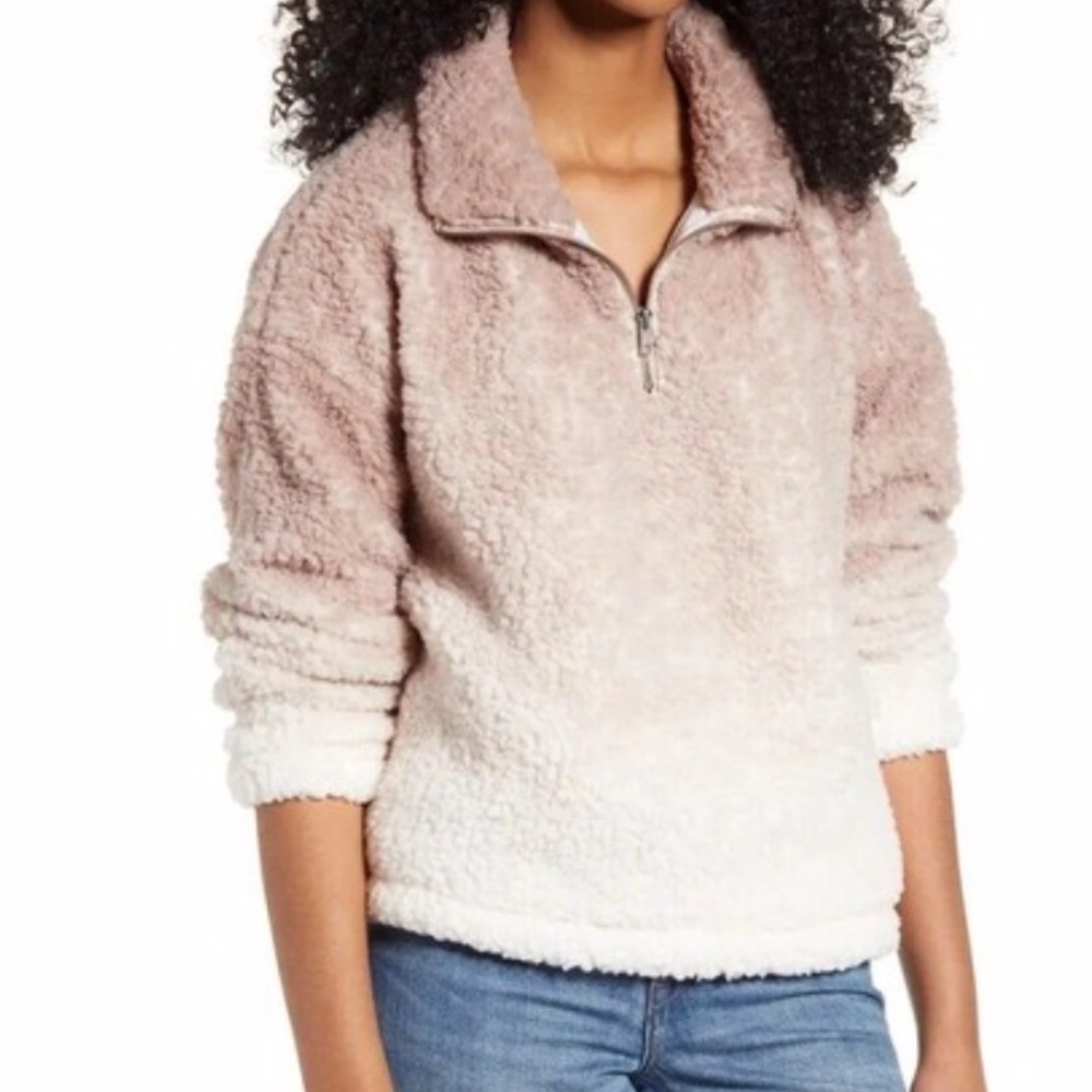 THREAD & SUPPLY NWT Wubby Sherpa Fleece Pullover Jacket in Cream and Gray
